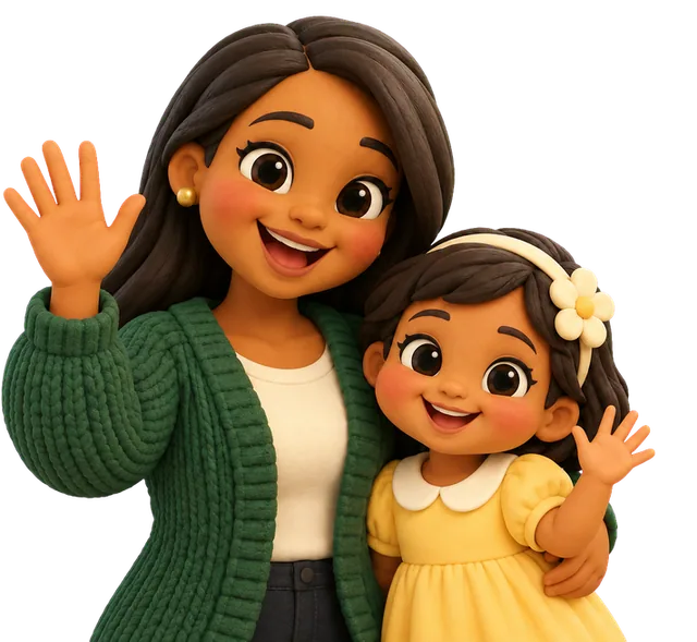 Rona and Brielle waving hello